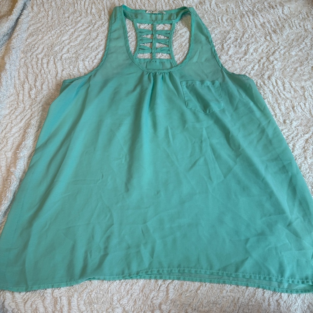 Iris Teal Sleeveless Tank Top